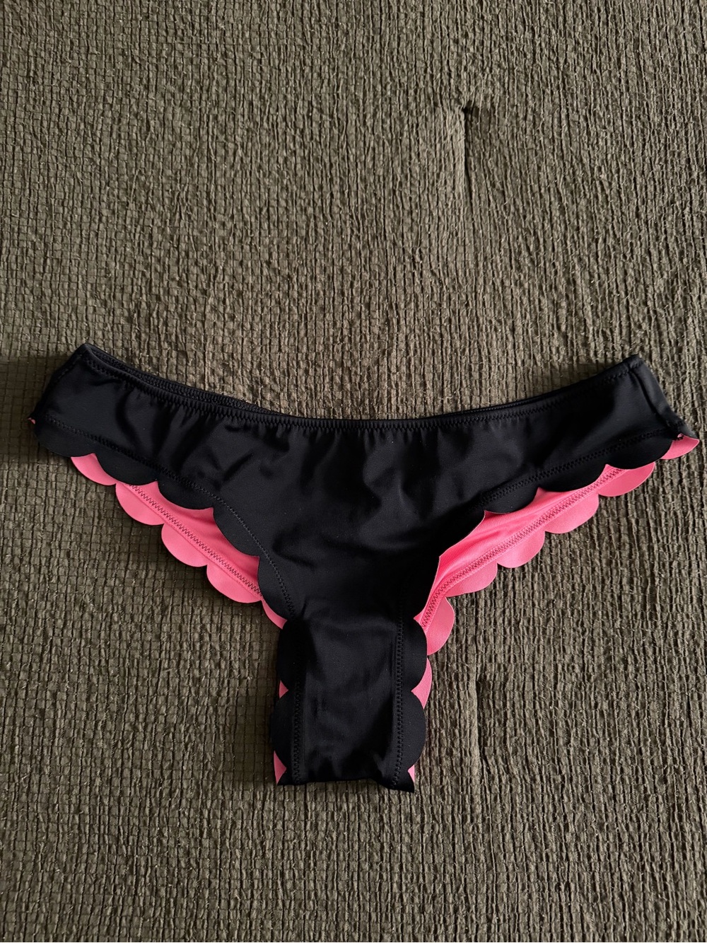 PINK Victoria's Secret Black Bikini Bottom with Scallop Trim